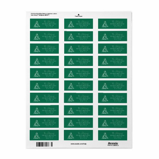 Green Christmas Tree Design Return Address Label (Vorne)
