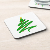 Green Christmas Tree Doodle Getränkeuntersetzer (Linke Seite)