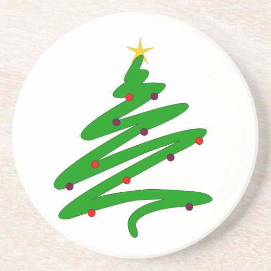 Green Christmas Tree Doodle Getränkeuntersetzer (Vorne)