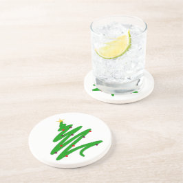 Green Christmas Tree Doodle Getränkeuntersetzer