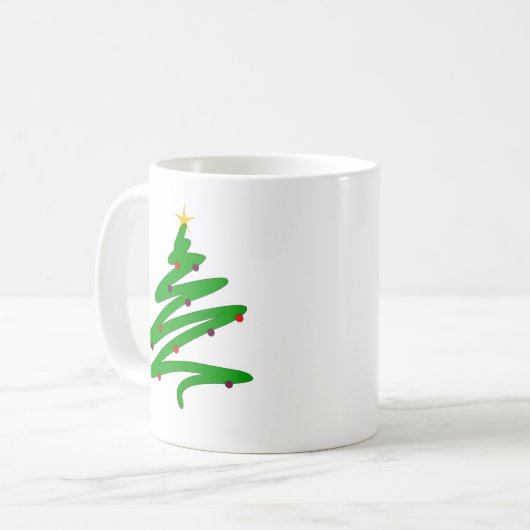 Green Christmas Tree Doodle Kaffeetasse (Vorderseite Links)