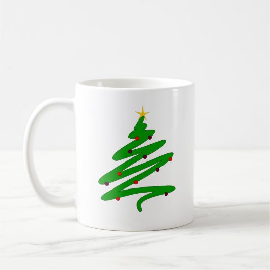 Green Christmas Tree Doodle Kaffeetasse (Links)