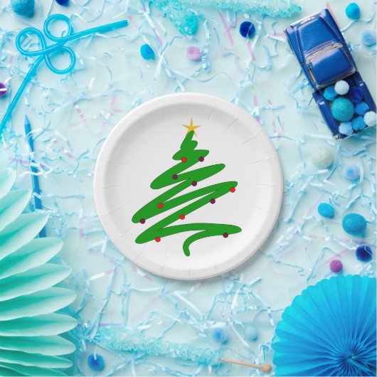 Green Christmas Tree Doodle Pappteller (Party)