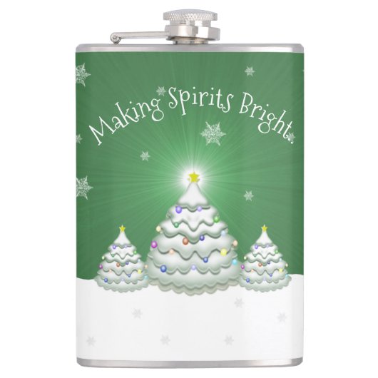 Green Christmas Tree Flask Flachmann (Vorderseite)