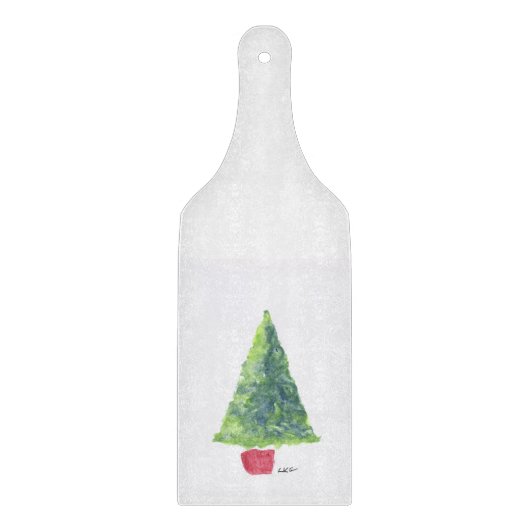 Green Christmas Tree Glass Cutting Board Paddel Schneidebrett (Vorderseite)