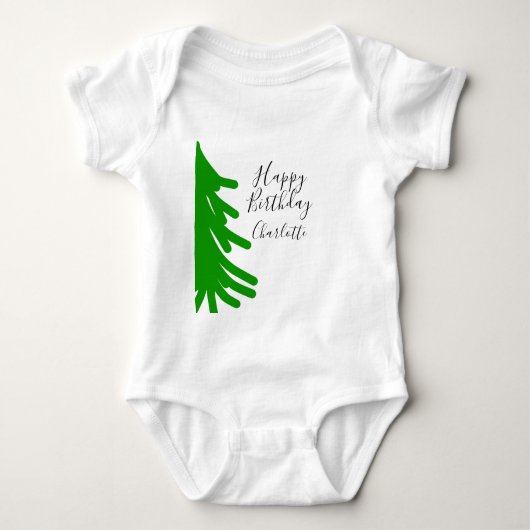 Green Christmas tree happy birthday December winte Baby Strampler (Vorderseite)