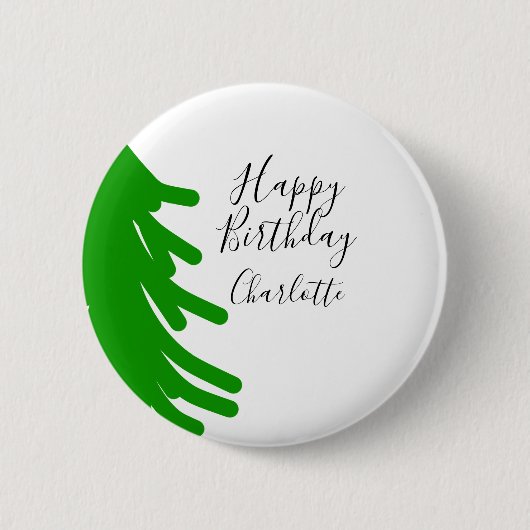 Green Christmas tree happy birthday December winte Button (Vorderseite)