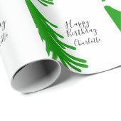 Green Christmas tree happy birthday December winte Geschenkpapier (Rolleneckpunkt)