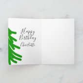 Green Christmas tree happy birthday December winte Karte (Innenseite)