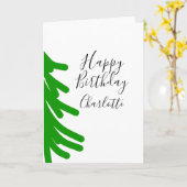 Green Christmas tree happy birthday December winte Karte (Gelbe Blume)