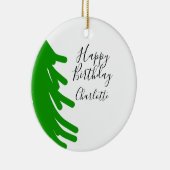 Green Christmas tree happy birthday December winte Keramik Ornament (Rechts)