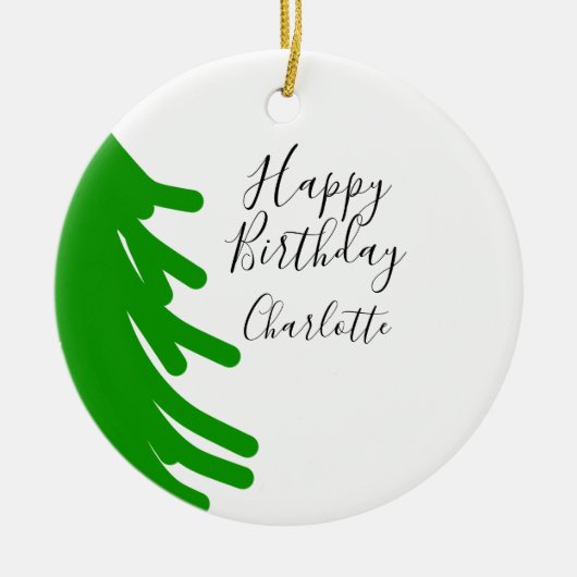 Green Christmas tree happy birthday December winte Keramik Ornament (Vorne)