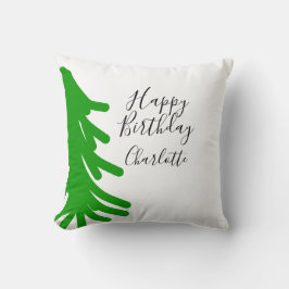 Green Christmas tree happy birthday December winte Kissen