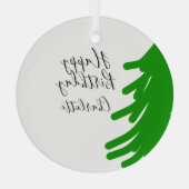 Green Christmas tree happy birthday December winte Ornament Aus Glas (Rückseite)