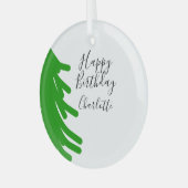 Green Christmas tree happy birthday December winte Ornament Aus Glas (Vorderseite links)
