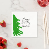 Green Christmas tree happy birthday December winte Serviette (Beispiel)