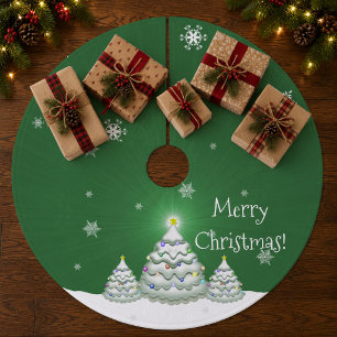 Green Christmas Tree Holiday Tree Skirt Fleece Weihnachtsbaumdecke