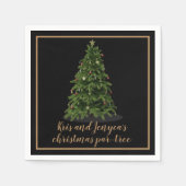 Green Christmas Tree Party Black Holiday Napkins Serviette (Vorderseite)