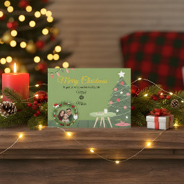 Green Christmas Tree Photo Thank You Card | Holida Dankeskarte