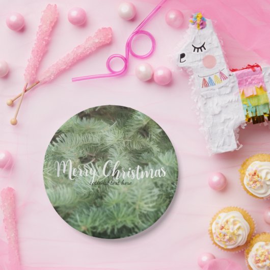 Green Christmas Tree Pine Holiday Custom Party Pappteller (Party)