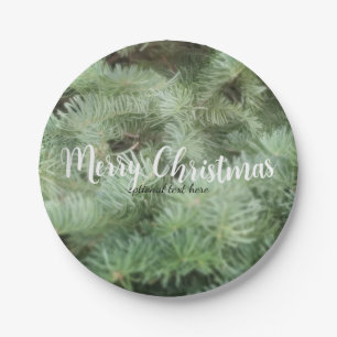 Green Christmas Tree Pine Holiday Custom Party Pappteller
