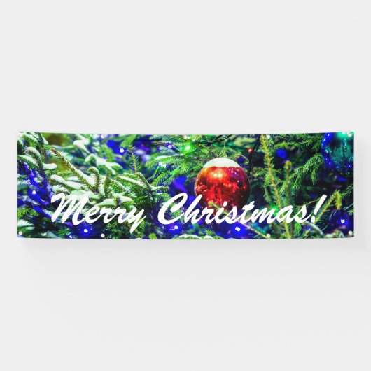 Green Christmas Tree Red Ball Banner (Horizontal)