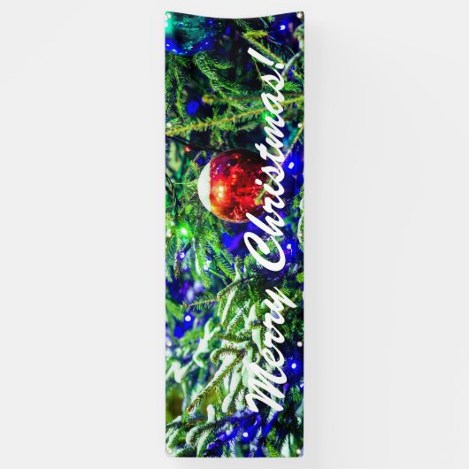 Green Christmas Tree Red Ball Banner (Vertikal)
