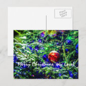 Green Christmas Tree Red Ball Feiertagspostkarte (Vorne/Hinten)