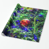 Green Christmas Tree Red Ball Geschenkpapier (Ungerollt)