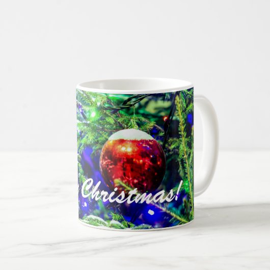 Green Christmas Tree Red Ball Kaffeetasse (VorderseiteRechts)