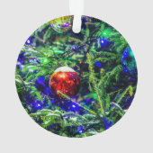Green Christmas Tree Red Ball Ornament (Rückseite)