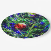 Green Christmas Tree Red Ball Pappteller (Schrägansicht)