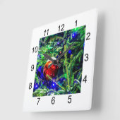 Green Christmas Tree Red Ball Quadratische Wanduhr (Winkel)