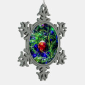 Green Christmas Tree Red Ball Schneeflocken Zinn-Ornament (Links)