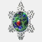 Green Christmas Tree Red Ball Schneeflocken Zinn-Ornament (Rechts)