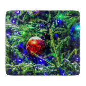 Green Christmas Tree Red Ball Schneidebrett (Vorderseite)