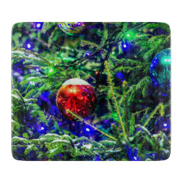 Green Christmas Tree Red Ball Schneidebrett