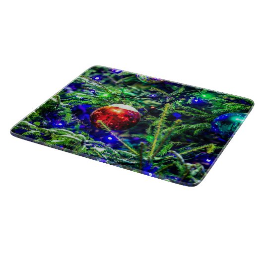 Green Christmas Tree Red Ball Schneidebrett (Ecke)