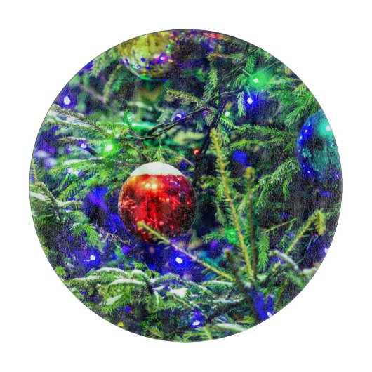 Green Christmas Tree Red Ball Schneidebrett (Vorderseite)