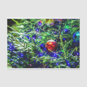 Green Christmas Tree Red Ball Seidenpapier