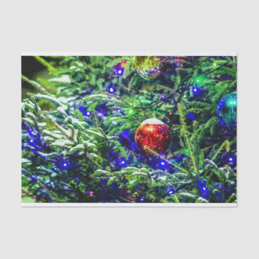 Green Christmas Tree Red Ball Seidenpapier (Vorderseite)
