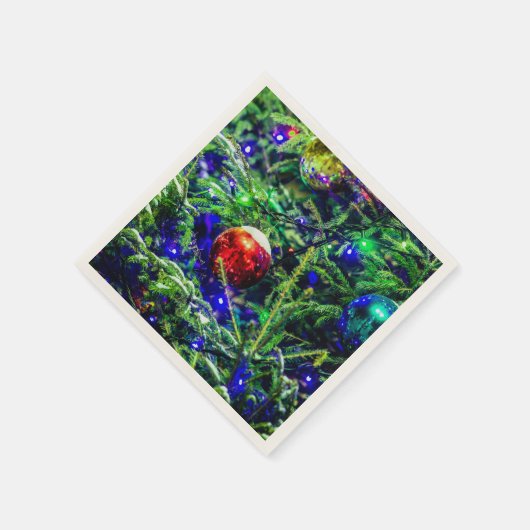 Green Christmas Tree Red Ball Serviette (Ecke)