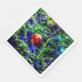 Green Christmas Tree Red Ball Serviette (Ecke)