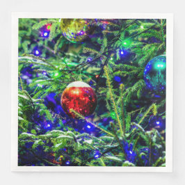 Green Christmas Tree Red Ball Serviette