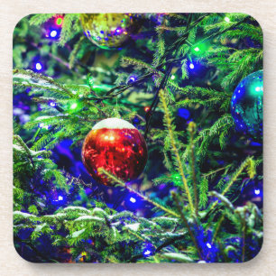 Green Christmas Tree Red Ball Untersetzer