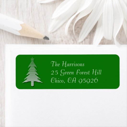 Green Christmas Tree Return Address Label (Insitu)