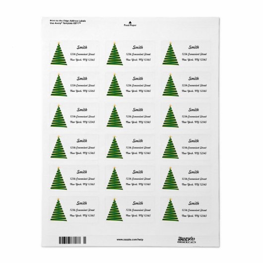 Green Christmas Tree Return Address Label Adressaufkleber (Vorne)