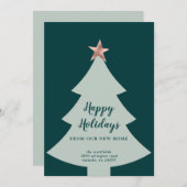 Green Christmas Tree Rose Gold Star Holiday Moving Ankündigung (Vorne/Hinten)