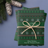 Green Christmas Tree Snowflakes Muster Custom Geschenkpapier Set