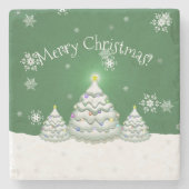Green Christmas Tree Stone Untersetzer (Vorderseite)